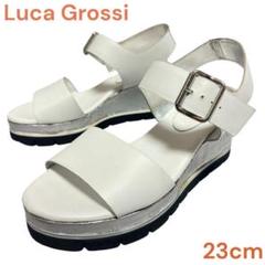 Luca Grossi　ルカグロッシ　ホワイト　 厚底　サンダル　シルバー　23