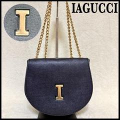 美品✨ IAGUCCI イアクッチ ハンドバッグ 肩がけ 金ロゴ チェーン 黒