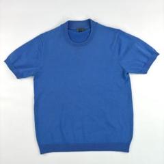 【美品】HILTON 青 クルーネック 半袖ニット M 美品】HILTON 青 クルーネック 半袖ニット M