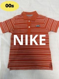 00s NIKE ボーダー ポロシャツ 刺繍ロゴ 120cm