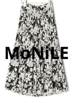 モニーレ MoNiLEブラック系ボタニカル柄プリーツワイドパンツタグ付き新品