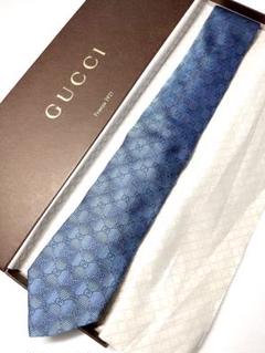 【美品】GUCCI グッチ ネクタイ GG柄 ブルー系のサムネイル