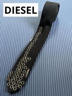 希少ビンテージ良品　DIESEL BLACK_RING_PLATE ネクタイ BLACK LINE】シルク小紋ネクタイ 8.0cm幅/ワイン×オレンジ