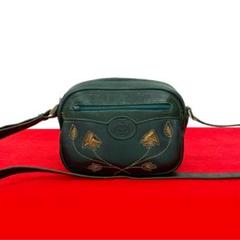 極 美品 オールドグッチ GG レザー ミニ ショルダーバッグ ポシェット 緑のサムネイル