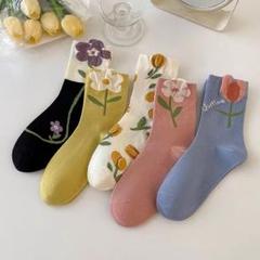 花柄レディース靴下 ５足セット ソックス かわいい おしゃれ フラワー