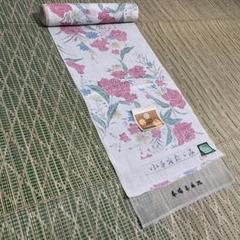 【新品未使用】本場小千谷縮＜仏桑花葉絣【伝統工芸士：高橋直久氏謹製】＞本麻　反物