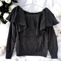 美品✨cygne シーニュ フリルカラー プルオーバー ニット ブラック　モヘヤ