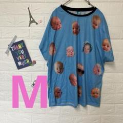 赤ちゃん顔プリントTシャツ Mサイズ　ベビーフェイス