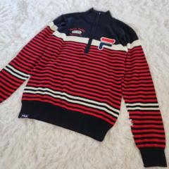 FILA Golf フィラ ゴルフ ウェア ニット ボーダー ジップ 長袖 M
