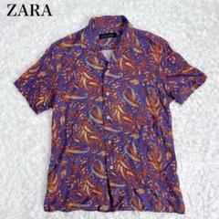 美品 ZARA MAN オープンカラーシャツ 開襟シャツ 総柄 ペイズリー S