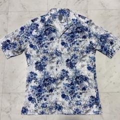 【美品】TENORAS ティノラス　スキッパー　花柄　ブルー　サテン　y2k
