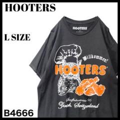 古着 HOOTERS フーターズ スイス 企業系 プリント Tシャツ 黒 L
