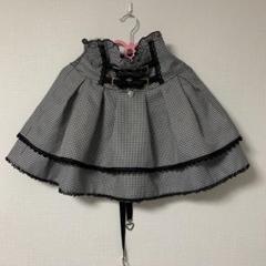 LIZLISA 2連ベルト　ギンガム　チェック　スカート リズリサ LIZLISAギンガムチェックツイードサスペンダー付き