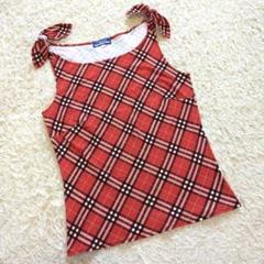 BURBERRY BLUE LABEL チェックノースリーブ カットソー 赤38