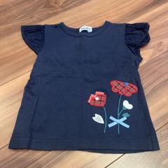 familiar ネイビー 花柄刺繍 Tシャツ 110 - メルカリ