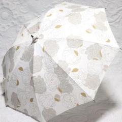 新品【晴雨兼用 長傘】大きめフラワー総柄 雨傘 日傘 白
