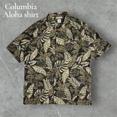 コロンビアColumbiaリーフボタニカル柄アロハシャツビスコース×コットン古着