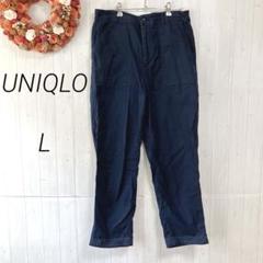 UNIQLO　バイカーパンツ　ネイビー　コットン　L　ウエスト76　ストレッチ