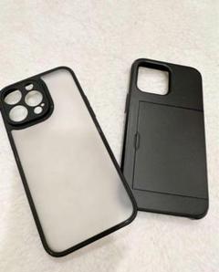 iPhone14promaxシンプルケースカバー2点　カード収納