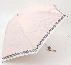 【未使用品】フルラ レース×刺繍 晴雨兼用 折り畳み傘 日傘 ベージュ 晴雨兼用折りたたみ日傘 ジッパー刺繍（折りたたみ傘）｜FURLA