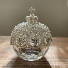 【美品】クラウン型 宝石箱 ガラス×シルバーデコレーション アクセサリーケース