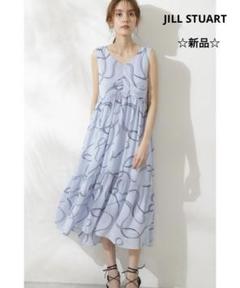 流行り の ブランド  STUART JILL 新品☆ マルティナワンピース 線画 ティアード ワンピース