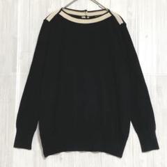 美品　ルトロワ　Letroyes ボーダー　黒 アイボリー　サイズ4 SERGE ボーダー バスクニット Latte x Marine／Letroyes