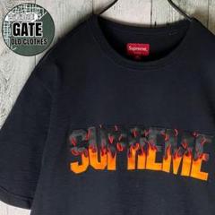【※希少】supreme シュプリーム★ファイヤー刺繍ロゴ tシャツ 黒 M