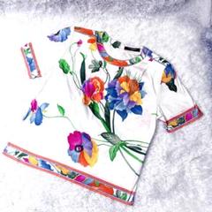 レオナール ✨コットン 半袖カットソー 花柄 LサイズLEONARD Tシャツ