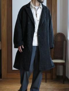 【極美品】サイズ4 OUTIL ウティMANTEAU LOULLE　ウールコート OUTIL(ウティ) / MANTEAU LOULLE/コート/4/ウール/ネイビー