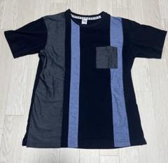 キクチタケオ ストライプデザインTシャツ 半袖 黒 青のサムネイル