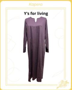 【美品】ヨウジヤマモト ワイズ Y's Vネックロングワンピース 紫 スリット