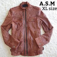 美品 希少 A.S.M レザージャケット シングル ライダース 48 革ジャン