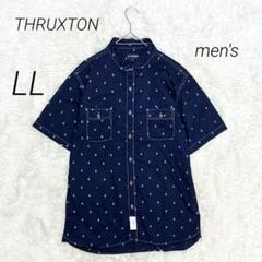 THRUXTON シャツ 半袖 イカリ柄 マリン 綿100 メンズ LL