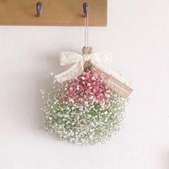 white&pinkかすみ草スワッグ*ドライフラワー