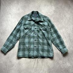 60s PENDLETON オープンカラーボードシャツ チェック ブルー M