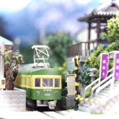 江ノ電 江の島腰越 満福寺と踏み切り 鉄道ジオラマ　Nゲージ 展示台 江ノ電 江の島腰越 満福寺と踏み切り 鉄道ジオラマ Nゲージ 展示台