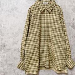 オリーブデオリーブ　チェック柄シャツ　ぽわん袖　フレア　カジュアル　丈長め