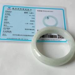 【新入荷】本翡翠保証‼️天然翡翠氷糯種薄緑色バングル　内径約56.2mm 鑑定書付 新入荷】本翡翠保証‼️天然翡翠氷糯種薄緑色バングル 内径約56.2