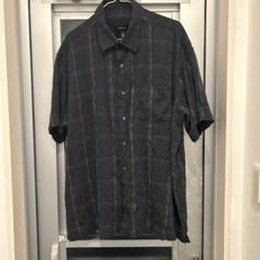 Van Heusen ダークグレー チェック柄 半袖シャツ XL