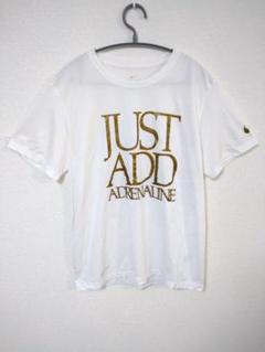 ナイキ　NIKE　Tシャツ　メンズM　白色　プリントロゴ　ゴールドロゴ
