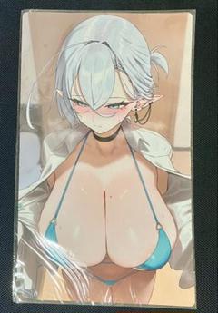 プレイマット オリジナル 銀髪 エルフ 水着 巨乳 美少女 タペストリー