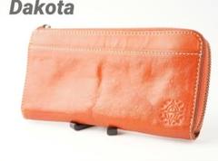 Dakota ダコタ レザー 革 長財布 L字型ファスナー 朱色 多ポケット収納