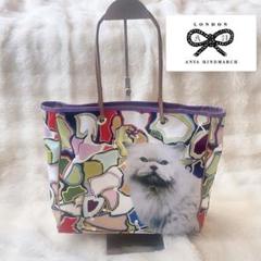 ANYA HINDMARCH アニヤハインドマーチ トート バッグ 猫 ANYA HINDMARCH アニヤハインドマーチ ナイロン レザー 転写
