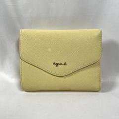 未使用に近い agnes b. アニエスベー 三つ折り財布 イエロー レザー