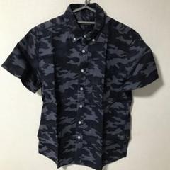 BEAMS HEART ネイビー　迷彩柄　半袖シャツ　麻　S