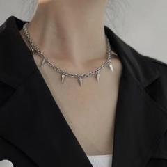 ロック 鎖 棘 ユニセックス チェーンネックレス 韓国 シルバー パンク