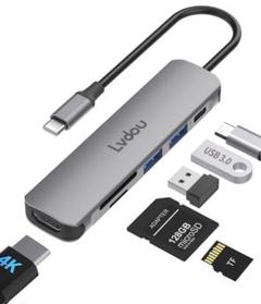 USB C ハブ 6-in-1 Lvdou アダプタ｜100W PD充電対応