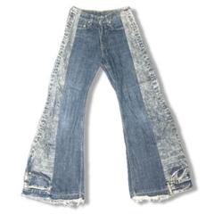 再構築 リメイク LEVI’S501 リーバイス フレア デニム パンツ 濃紺
