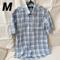 新品未着用⭐️メンズ 半袖 シャツ チェック柄 ブルー M おしゃれ 夏